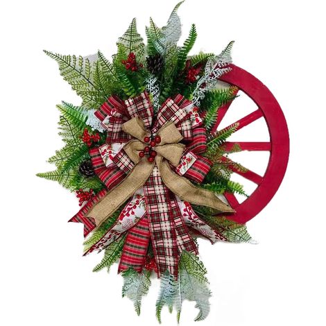 Couronne de roue de chariot, décoration réaliste, artificielle multifonctionnelle pour porte d'entrée (1/5)