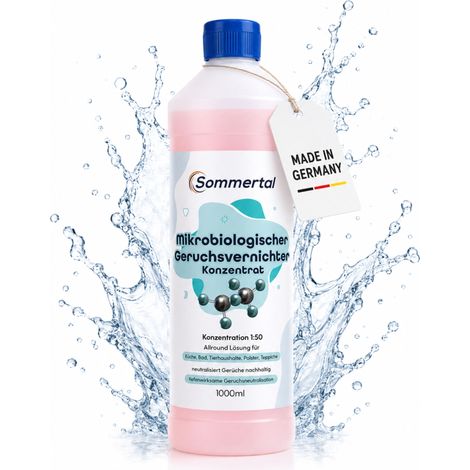 Sommertal Mikrobiologischer Geruchsvernichter Konzentrat 1000ml 1:50  Enzymreiniger Katzenurin & Nikotin  Geruchsneutralisierer & Geruchsentferner (1/5)