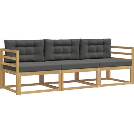 Set di divani da esterno 3 pz Salotto da Giardino Bianco e Antracite Poliestere (1/5)