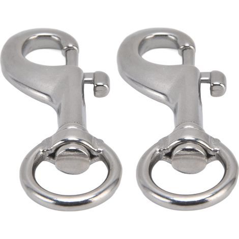 Lot de 2 mousquetons à œillet rotatifs en acier inoxydable 316 de qualité marine, clip de plongée simple extrémité 87 mm (1/5)