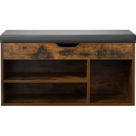 Mophorn Schuhregalbank mit Stauraum (805 x 305 x 445 mm), Sitzbank für den Eingangsbereich mit gepolsterter Oberfläche und 3 Fächern (136 kg Tragkraft), ideal für Flur und Wohnzimmer in Schwarz