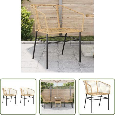 Chaise de jardin marron -  Chaises de jardin lot de 2 marron résine tressée (1/5)