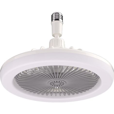 Ventilateur de plafond avec lumière, silencieux E27, avec télécommande, plafonnier LED à intensité variable, 3 vitesses, minuterie (blanc) (1/5)