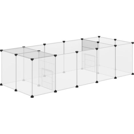 Modulares Laufgitter für Kleintiere, 20 Elemente, für Meerschweinchen und Igel, 175 x 70 x 45 cm, weiß (1/5)