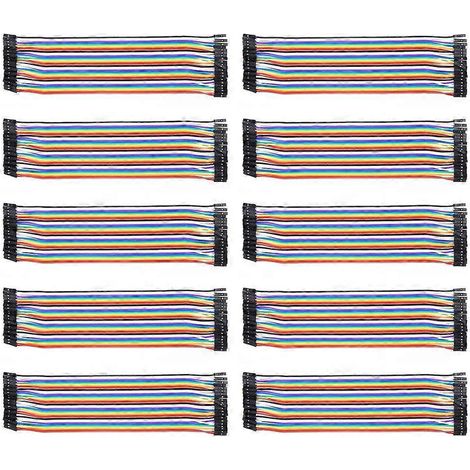 10 Stück Jumperkabel, Buchse-Buchse, Kunststoffkabel, 2,54 mm, elektronische Bauteile, 20 cm