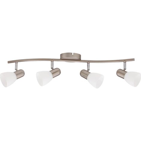 Spot de plafond quadruple linéaire Guimara série E14, nickel (1/2)