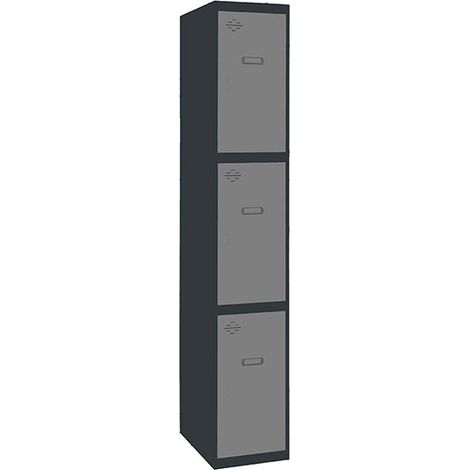SimonRack Vestiaire Métallique 3 Porte, 1800x400x500 mm, Serrure à Clé et Aérations, Anthracite/Gris Simonlocker (1/2)