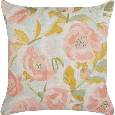 Cojín decorativo patrón floral accesorio vintage boho fundas extraíbles rosa y azul 45 x 45 cm Zahriye