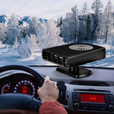Auto Heizung, 12V 120W Auto Heizlüfter Tragbare und Ventilator 2 in 1, Windschutzscheiben Entfroster Demister Zusatzheizung, Stecker in Zigarettenanzünder Defroster 360° Drehbar Schnelleheizung