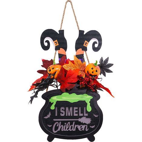 Décoration Halloween Porte Panneau Lumineux Thème Horreur Européen Américain Accroche Porte Fonctionne avec 2 Piles AA (1/4)