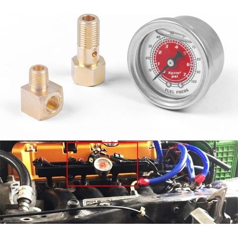 Jauge de Pression de Carburant 0-100 PSI Rouge pour Honda Civic - Compatible avec Modifications Automobiles - Haute Précision (1/5)