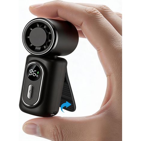 Mini Ventilateur Portable à Main, Pince de Fixation Intégrée, Ventilateur Personnel Haute Vitesse 6 Vitesses Réglables, Écran d’Affichage LED, Rechargeable, Adapté au Maquillage,Intérieur et Extérieur (1/5)