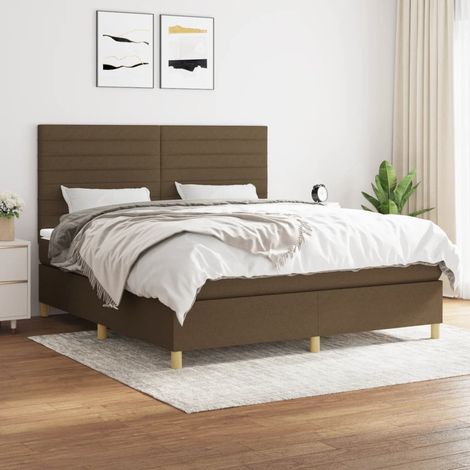 Sommier à lattes de lit avec matelas Marron foncé 160x200 cm (1/5)