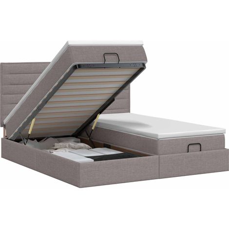 Cama otomana con colchón con cabecera 2 uds. Topo Tela vidaXL (1/5)