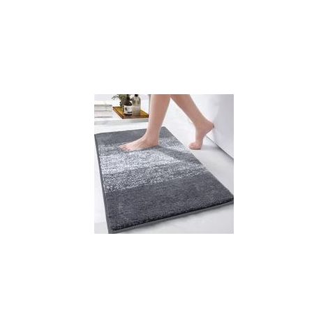Tappetino da bagno antiscivolo, lavabile in lavatrice, 80 x 120 cm, super assorbente, tappetino da bagno extra morbido, tappetino per WC, grigio (1/3)