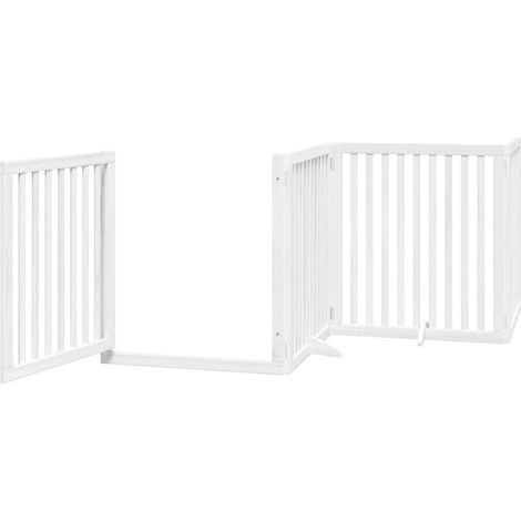 Barrière de sécurité pour chien animaux de compagnie porte pliable 12 panneaux bois de peuplier blanc (1/5)