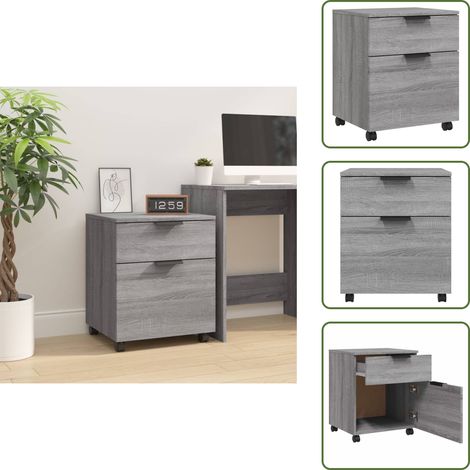 Classeur mobile avec roues Sonoma gris 45x38x54 cm Bois - Meuble De Bureau - Classeur Mobile - Armoire À Dossiers - Rangement Bureau - Bureau Design (1/5)