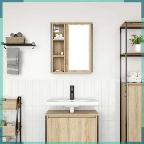 861903 Meuble murale de salle de bain miroir chêne sonoma 50x21x60 cm (1/5)