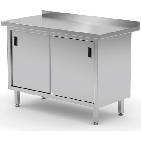 HENDI Wandtischschrank mit Schiebetüren – verschweißt, Profi Line, 1600x600x(H)850mm (1/2)