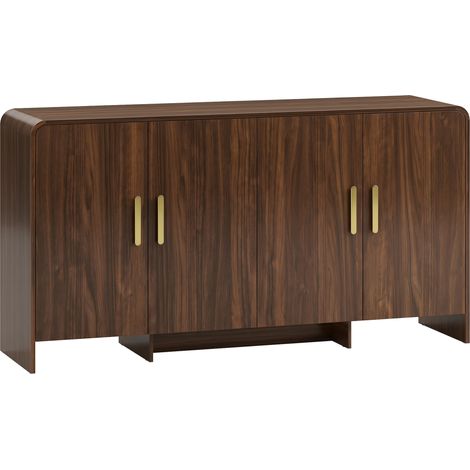 Buffet Fischbach Design Élégant Noyer & Métal Doré Meuble TV Rangement 152 cm (1/4)