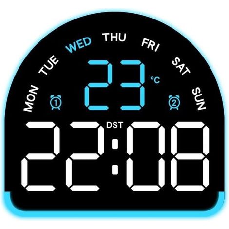 LED-Digitalwecker mit Temperatur- und Luftfeuchtigkeitsanzeige, einstellbarer Umgebungsbeleuchtung und Wochentags-/Datumsanzeige für Schlafzimmer, Büro oder Schreibtisch (1/4)