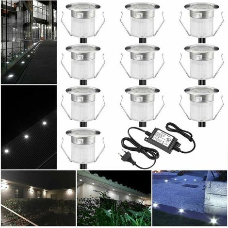 royaluxe -Lot de 10 Mini Spots LED Ø18mm Éclairage Encastré en Acier Inoxydable pour Plafonnier de Terrasse Enterrée, IP67 Étanche DC12V Lumière Extérie pour Chemin Escalier Scène (Blanc Froid) [Class (1/5)