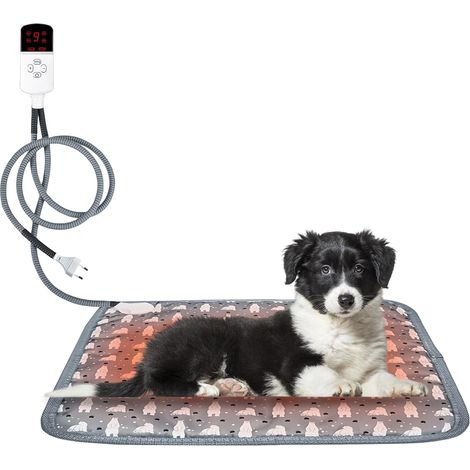 Coussin chauffant pour animaux de compagnie, coussin chauffant électrique pour chats et chiens, couverture électrique, imperméable, température réglable sur 9 niveaux, couverture chauffante (4545cm) (1/5)