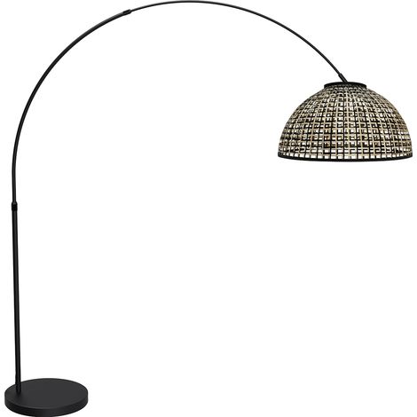 Mexlite - lampadaire - Flair - noir - bambou métal - lampe arquée