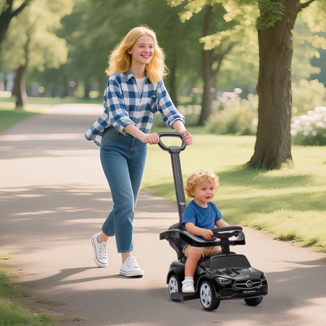 Lizenziertes Mercedes-Benz Kinder-Schiebeauto, mit abnehmbarem Griff, 91 x 40 x 83 cm, schwarz
