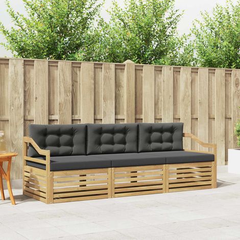 vidaXL Conjunto de sofás de exterior 3 uds. Blanco y Antracita (1/5)