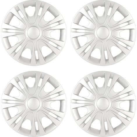 4 pièces 13 pouces capuchons de moyeu de roue extérieur robuste couvercle de jante universel pour voitures camions camionnettes argenté. (1/4)