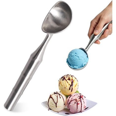 Dailygoods, Cuchara para helado de acero inoxidable, Cuchara para helado robusta, Mango ergonómico, Para masa de galletas y bolitas de melón (1/5)