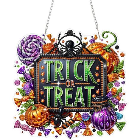Halloween Diamant Malerei Anhänger Kürbis Süßigkeiten Fensterbild Bastelset