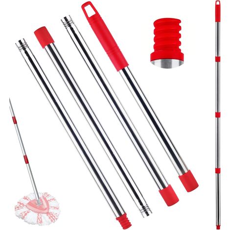 Manche long rouge 147cm, adapté à tous les balais à franges Turbo Smart/H2Pro/O EasyWring (1/5)