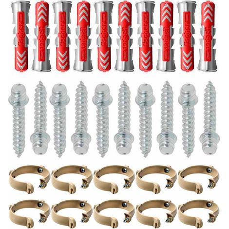 Ensemble de 10 colliers tube de descente Ø80 Sable + 10 Vis 7x40mm + 10 Chevilles Duopower 8x40mm - Arcanaute