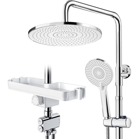 Kit de douche à double fonction avec bouton rond chromé de 10 pouces (diverteur) (1/5)