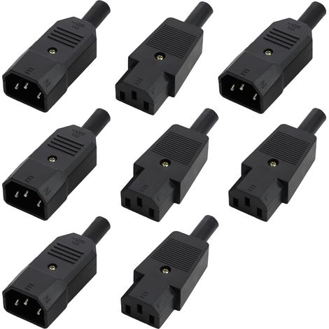 8pcs Prise Mâle IEC 320 C14 vers Prise Femelle C13 - Connecteur Secteur AC 250V 10A, Fiche Kettle Plug, Adaptateur pour Ordinateur, Imprimante, Moniteur (1/5)