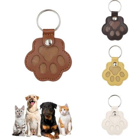 souvenir du chat poils, boite souvenir pour poils d'animaux de compagnie, pochette de rangement, porte-clés commémoratif en cuir en forme de patte de chien et chat (marron) (1/5)