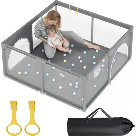 TolleTour Parque infantil plegable 130x130cm con base antideslizante, estable, bolsa de transporte - Apto para interior y exterior Parque infantil con barreras