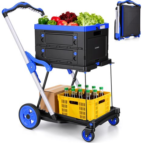 COOCHEER Carrello Spesa Pieghevole 90kg - Carrello Trasporto Multifunzione con Cestino Rimovibile Manico Regolabile in Altezza Perfetto per Shopping, Trasporti e Camping (1/5)