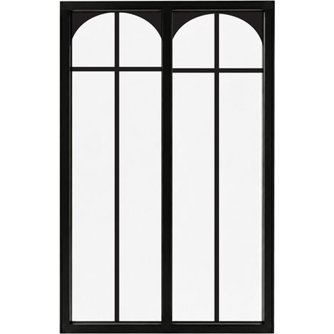 Verrière atelier intérieure aluminium noir 2 vitrages 69 x 117 cm - Décor art déco - Empire - noir et transparent - Verre trempé (1/5)