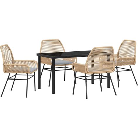 Maison Exclusive - Set da Pranzo per Giardino con cuscino 5 pcs Marrone polyrattan (1/5)