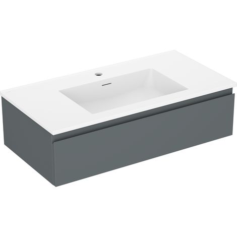 Mexen Orio Badezimmerunterschrank 90 cm mit Waschbecken Otis, 1 Schublade, Graphit Matt/Weiß Matt - 91A10-09023-1-BF66-W18M01 (1/5)