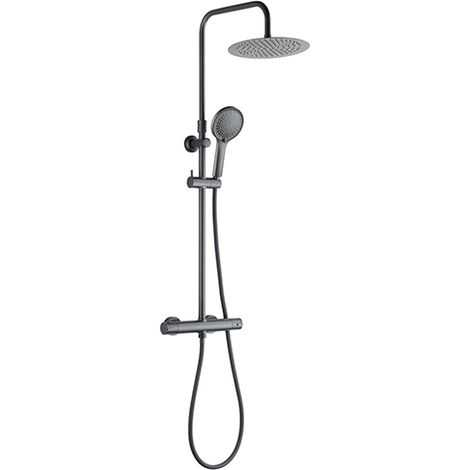 Edouard Rousseau – Colonne de douche thermostatique ARS – Tête orientable Ø 250 mm – 3 jets – Bras télescopique 0,81 à 1,23 m – Robinet thermostatique corps froid (1/2)