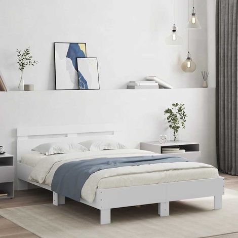 Cadre de lit LED RGB blanc avec sommier à lattes 120 x 200 cm, sans matelas - PANGIVO (1/5)