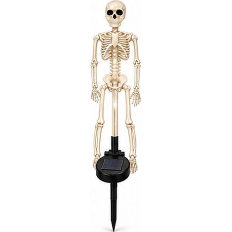 Lampe solaire à piquer en forme de crâne pour Halloween, étanche, LED verte brillante pour une décoration de jardin effrayante, 70 cm, 1 pièce (1/5)