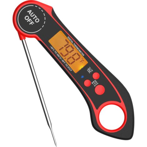 Thermomètre alimentaire numérique rétroéclairé à lecture instantanée, thermomètre à viande, thermomètre pour barbecue, grill, fumoir, thermomètre de cuisson, thermomètre de four avec sonde pliable (1/5)