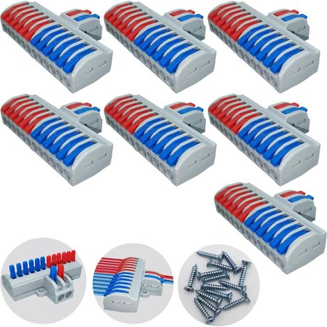 Bornes de Connexion, Bornes de Lustre Enfichables, 7pièces 2 en 12 sorties Rapide Connecteurs électriques, Connecteurs de fils compacts pour circuit inlining (1/5)