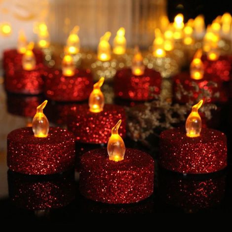 Bougie Chauffe-Plat LED - Sans Flamme - 3,6 x 3,6 cm - Pour Décoration Intérieure Extérieure - Lot de 12 (1/3)