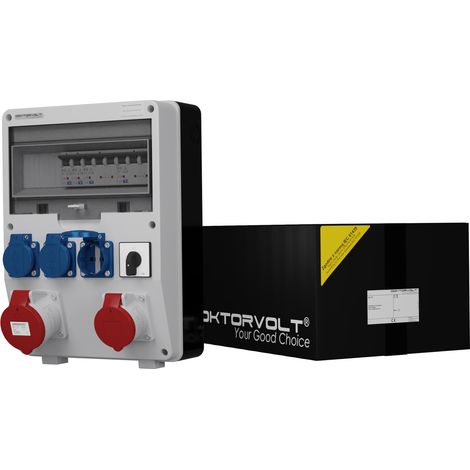 Tableau électrique de chantier protégé TD-S 32 A 16 A, Erbetka, 3 x 230 V, avec interrupteur à came 0-1 Doktorvolt DV-0281-D (1/3)